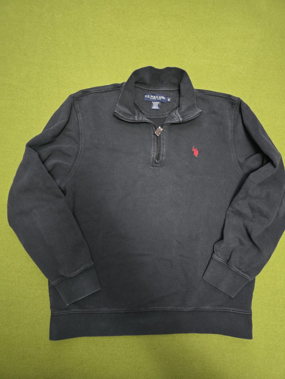 Vintage U.S. Polo Assn. Black Half-Zip Pullover with Red Logo
